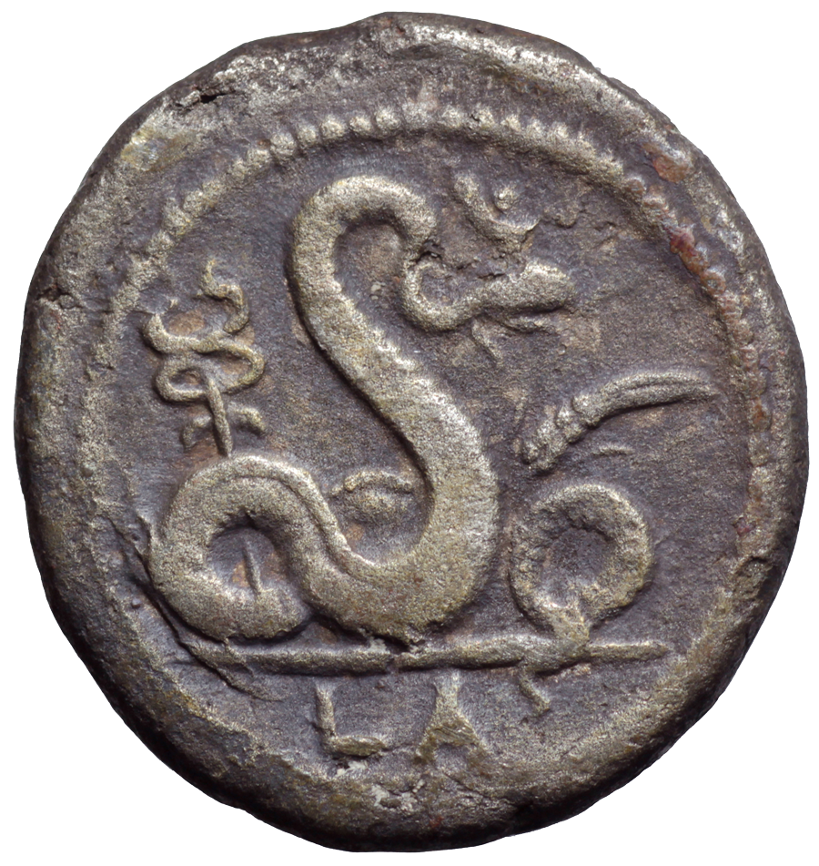 ダイモーンを表す蛇（古代ギリシャのコイン）
