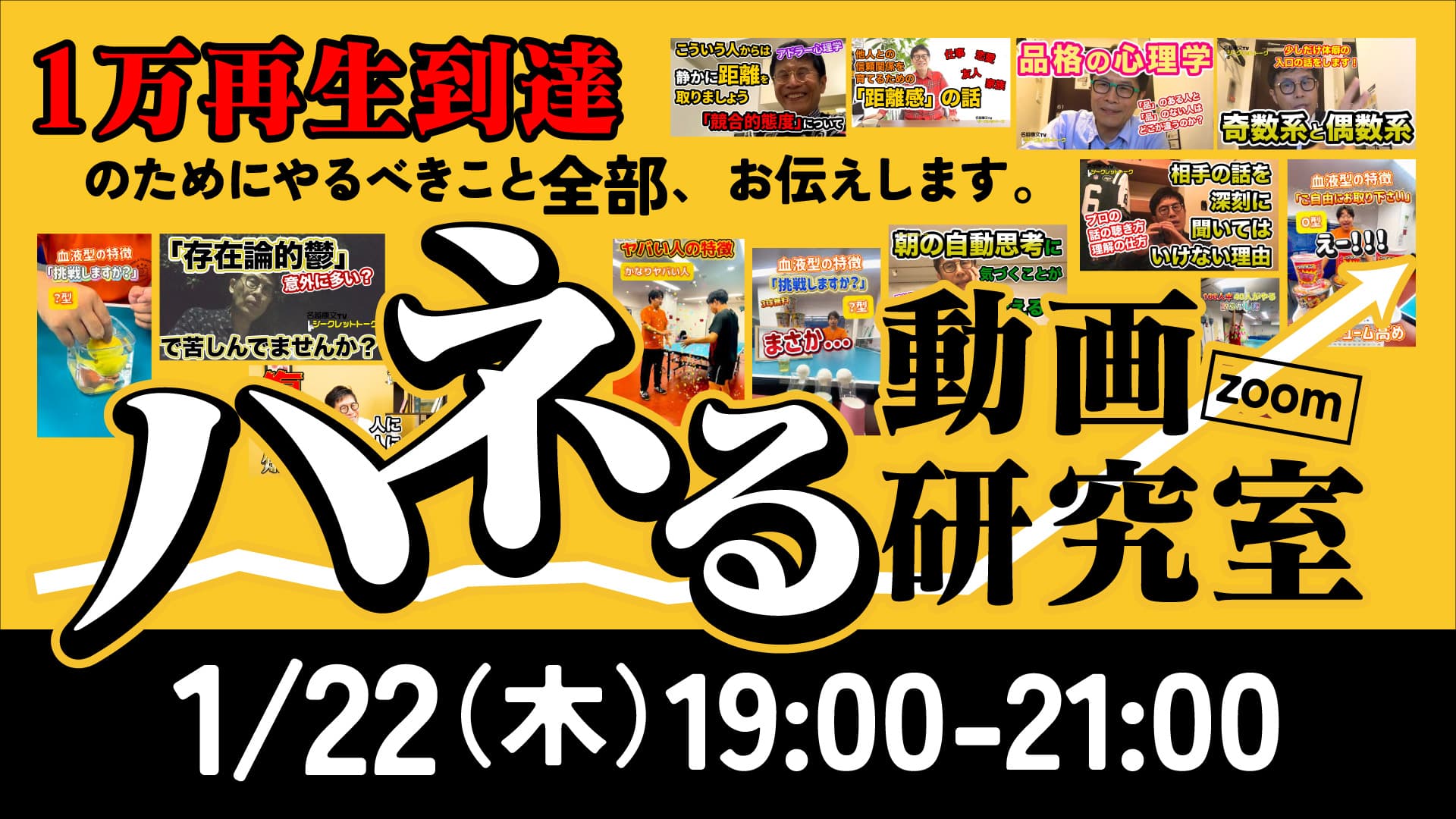 ハネる動画研究室　1万再生到達のためにやるべきこと全部、お伝えします。（2026.1.22 zoom 「アイデアを形にする教室」特別講座）